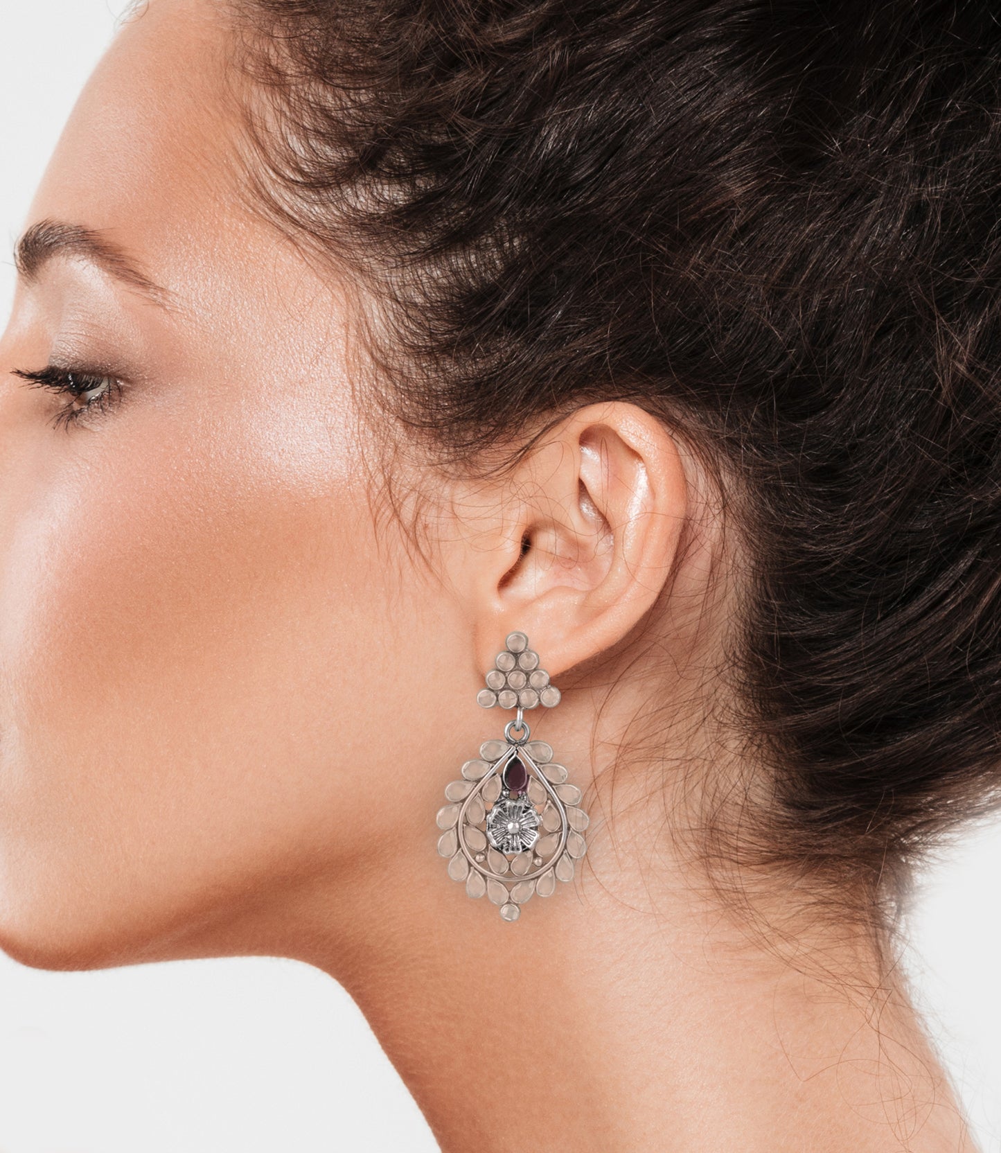 925 Sterling Silver Checker Crystal Earrings