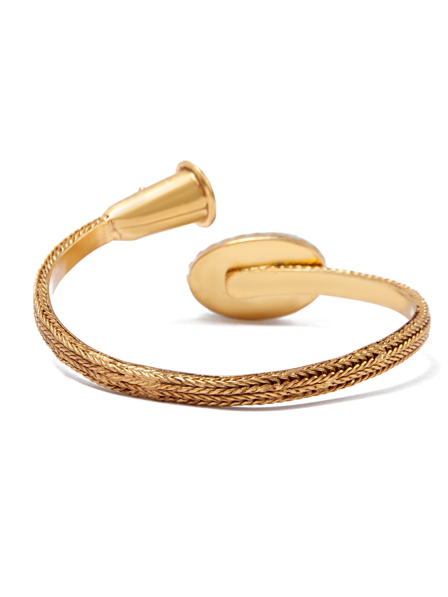 925 Sterling Silver Gold Plated Fusion Bangle with Chalcedony and Kundan work