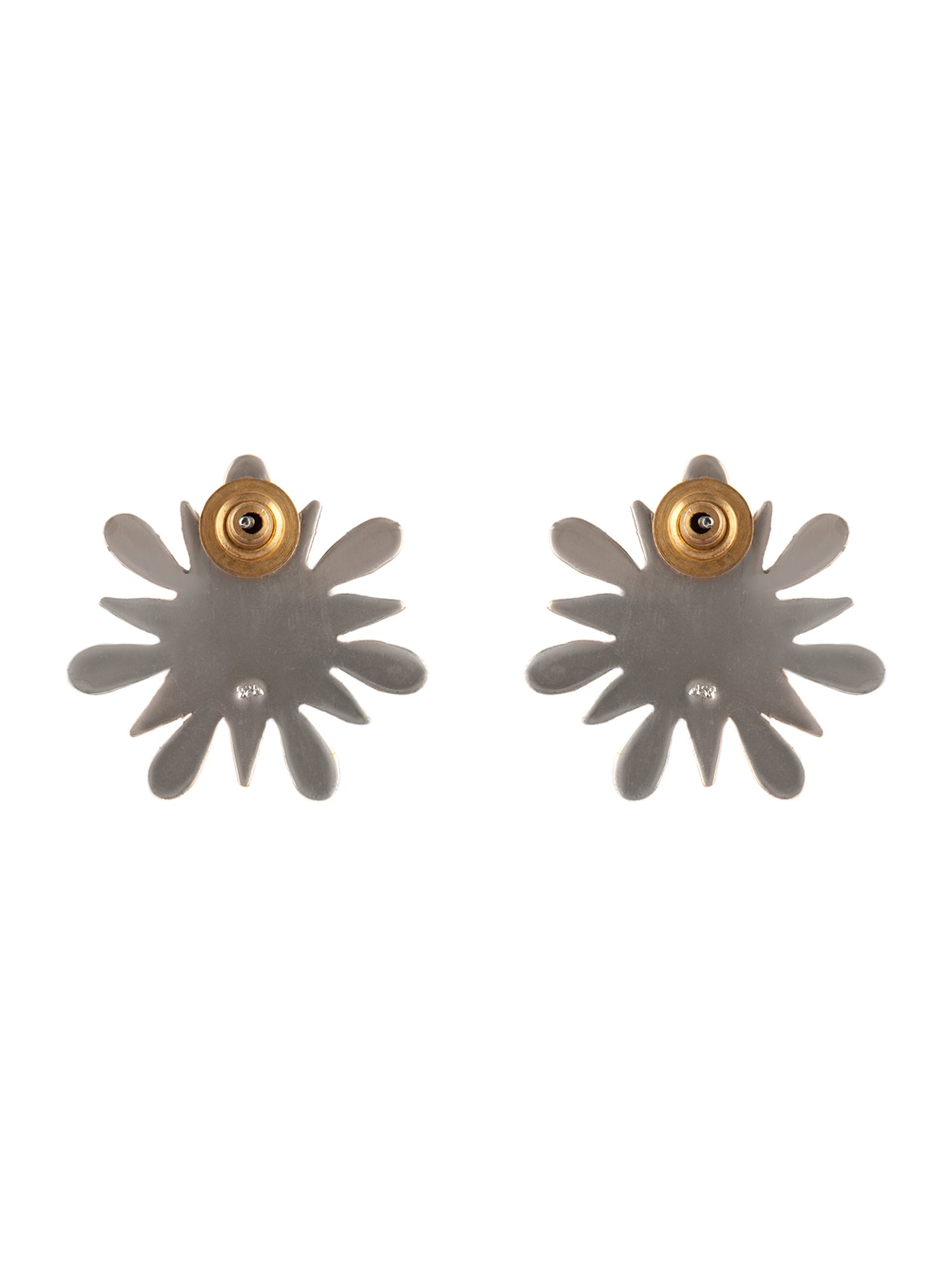 925 Sterling Silver Two Tone Star Earrings