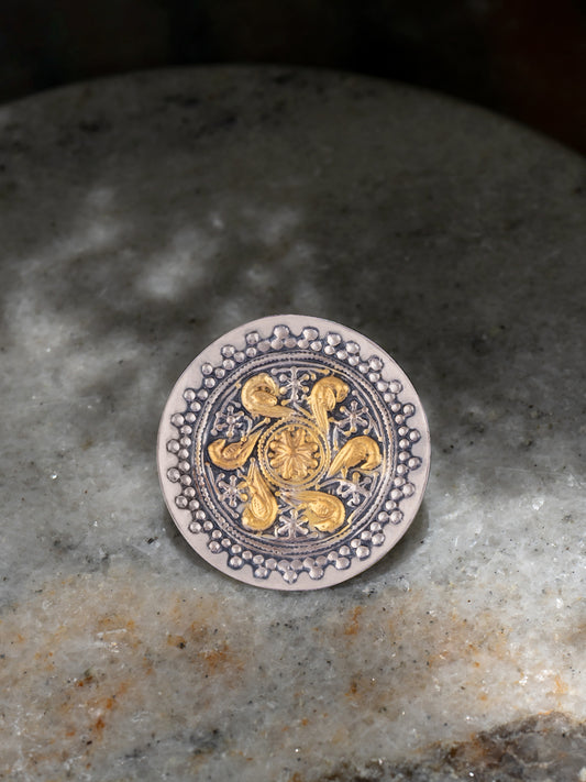 Two Tone Spiral Big Adjustable Ring