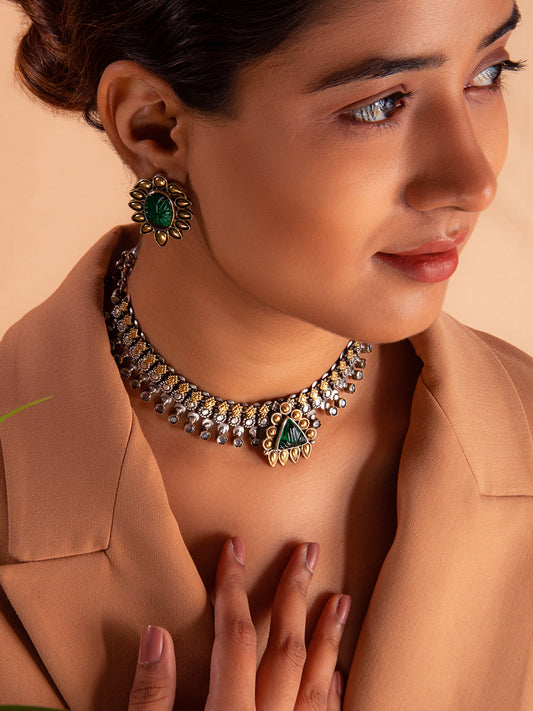 Svarnam Green Onyx Short Necklace