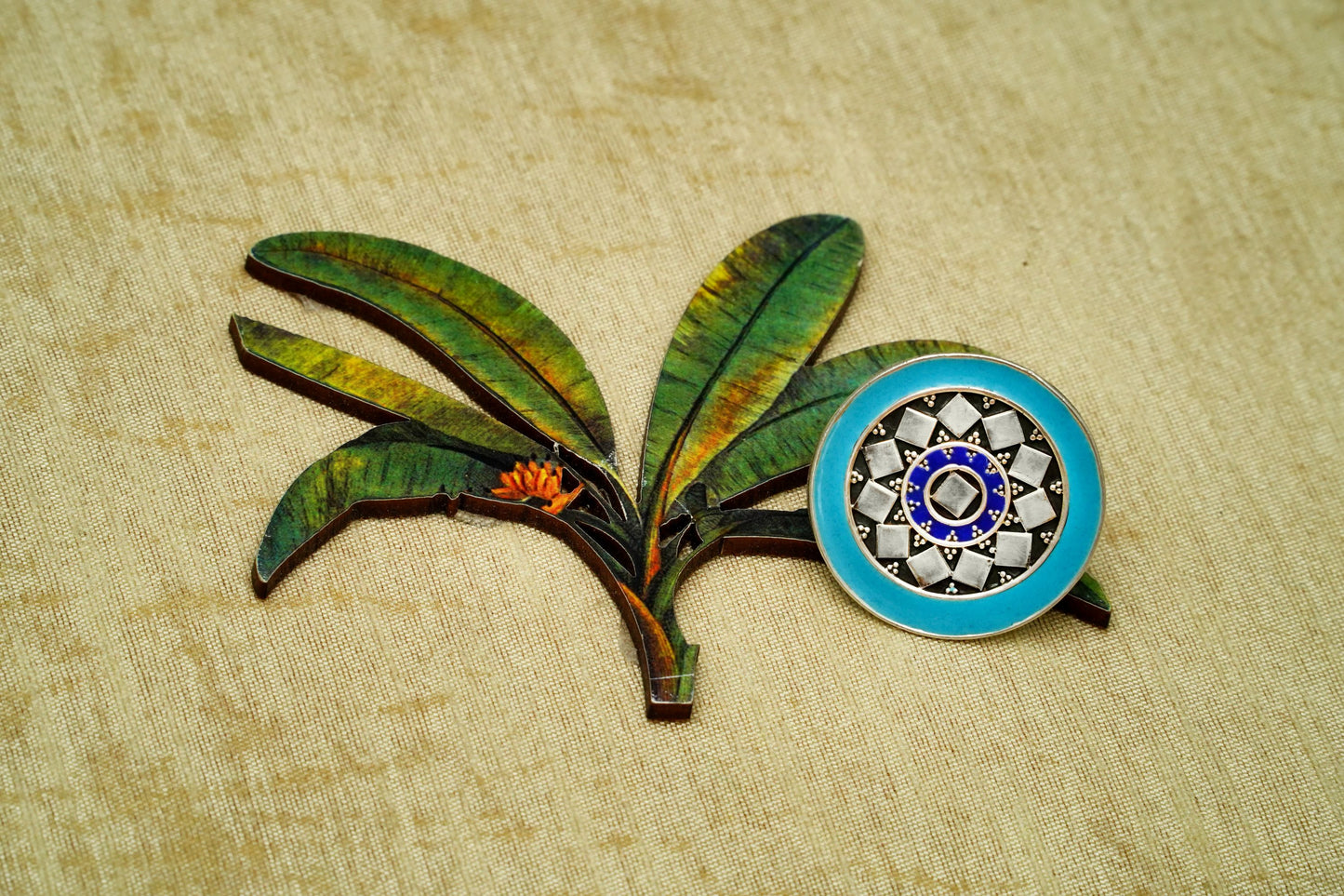 Circular Aqua Blue Meenakari Ring - Neeta Boochra Jewellery