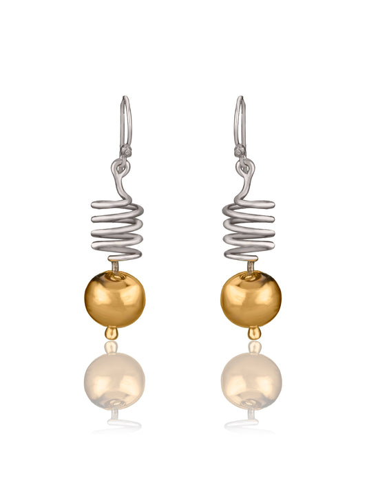 925 Sterling Silver Two Toned Spiral Dangler