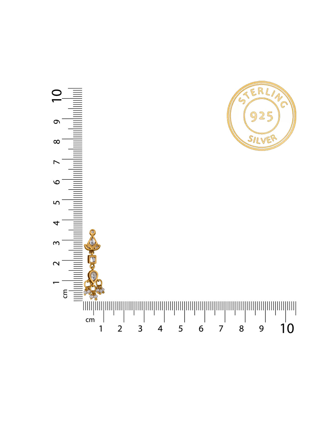 Gold Plated Kundan Earrings with Pearl