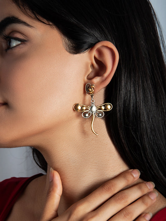 925 Sterling Silver Two Tone Butterfly Earrings