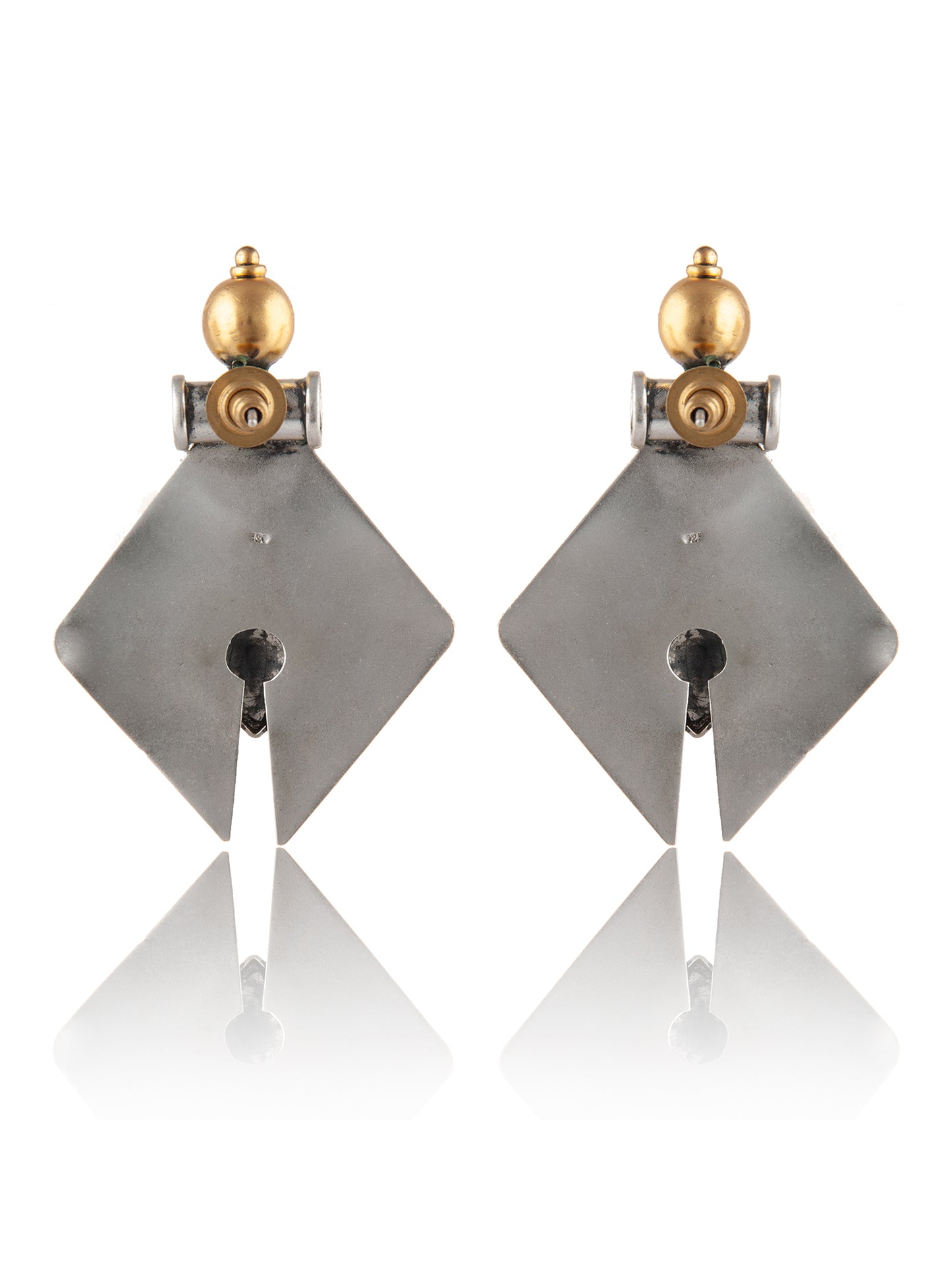 925 Sterling Silver Two Tone Statement Earrings