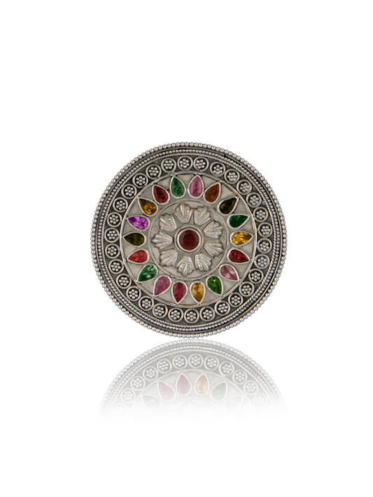 Tourmaline Fine Rawa Work Adjustable Ring