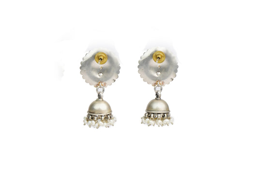 Silver Two-Tone Gold plated Rawa Jhumki - Neeta Boochra Jewellery