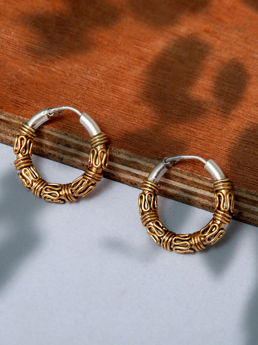 925 Sterling Silver Two Tone 22K Gold Plated Hook Earrings