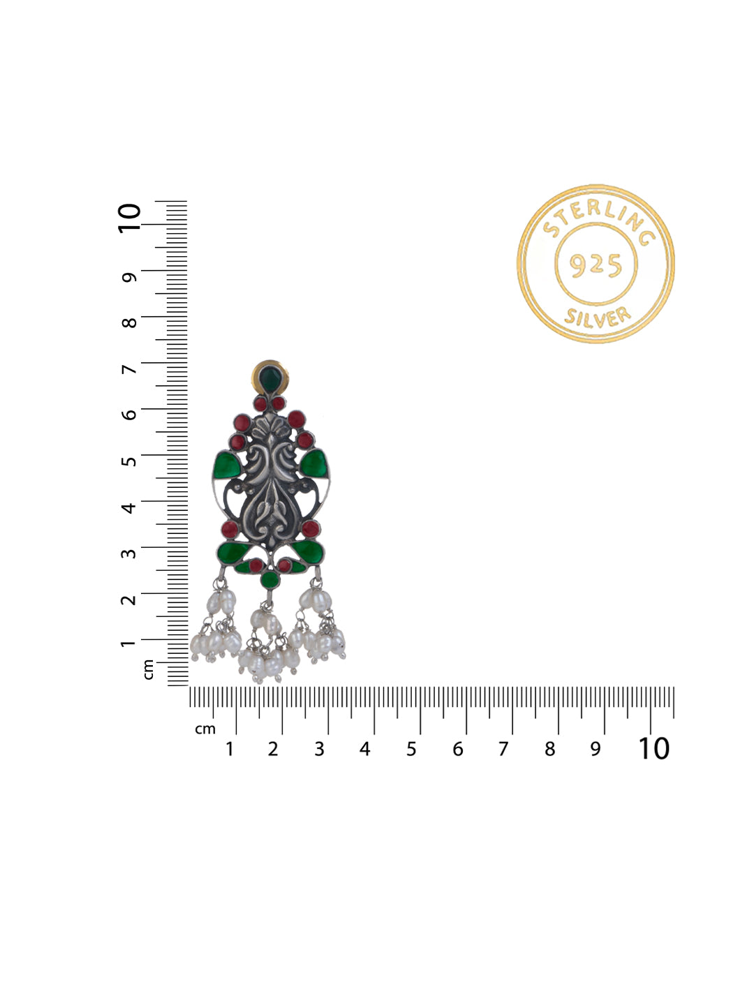 Twin Peacock Chitai Earrings with Multicolor Glass