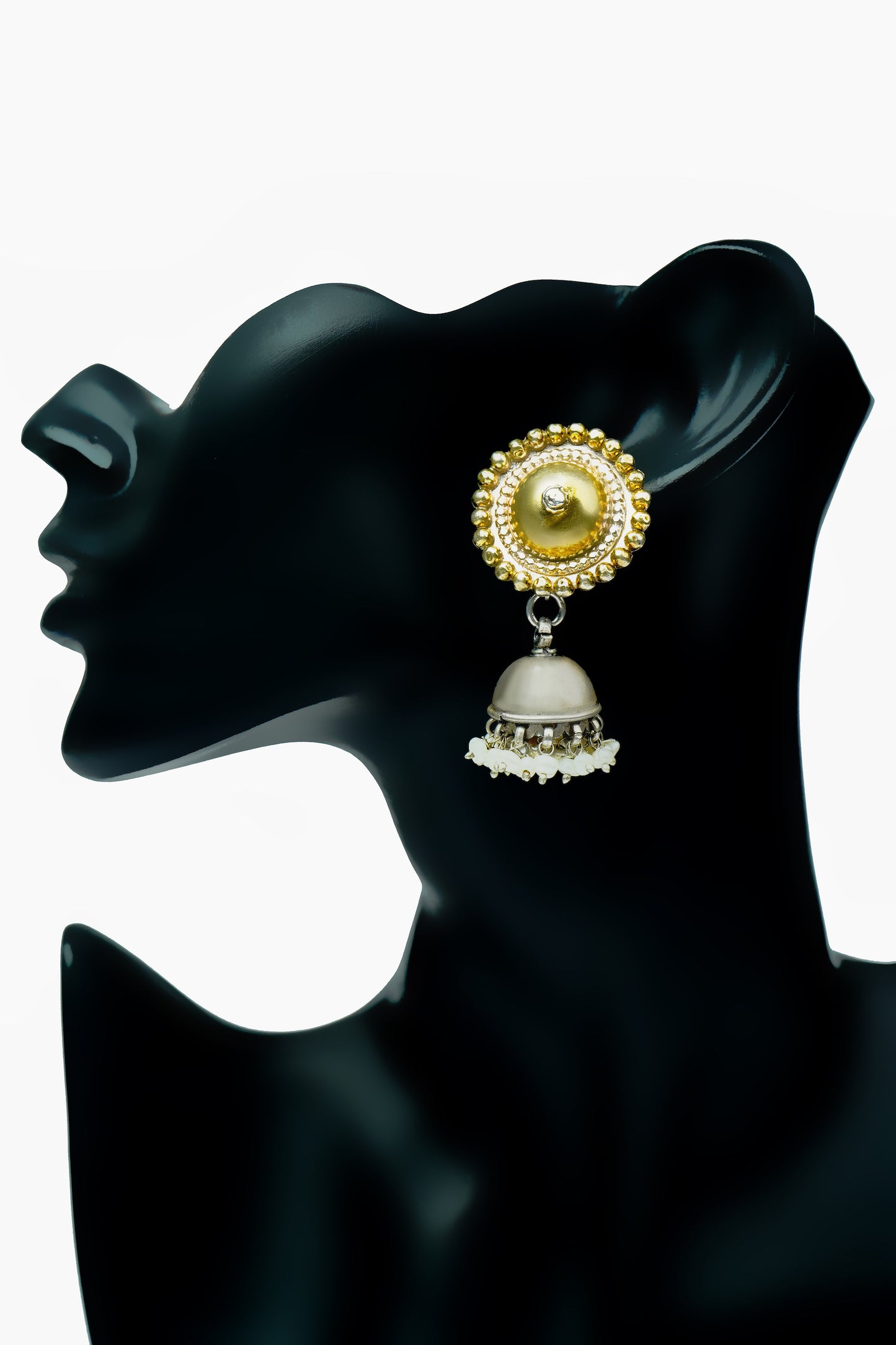 Silver Two-Tone Gold plated Rawa Jhumki - Neeta Boochra Jewellery
