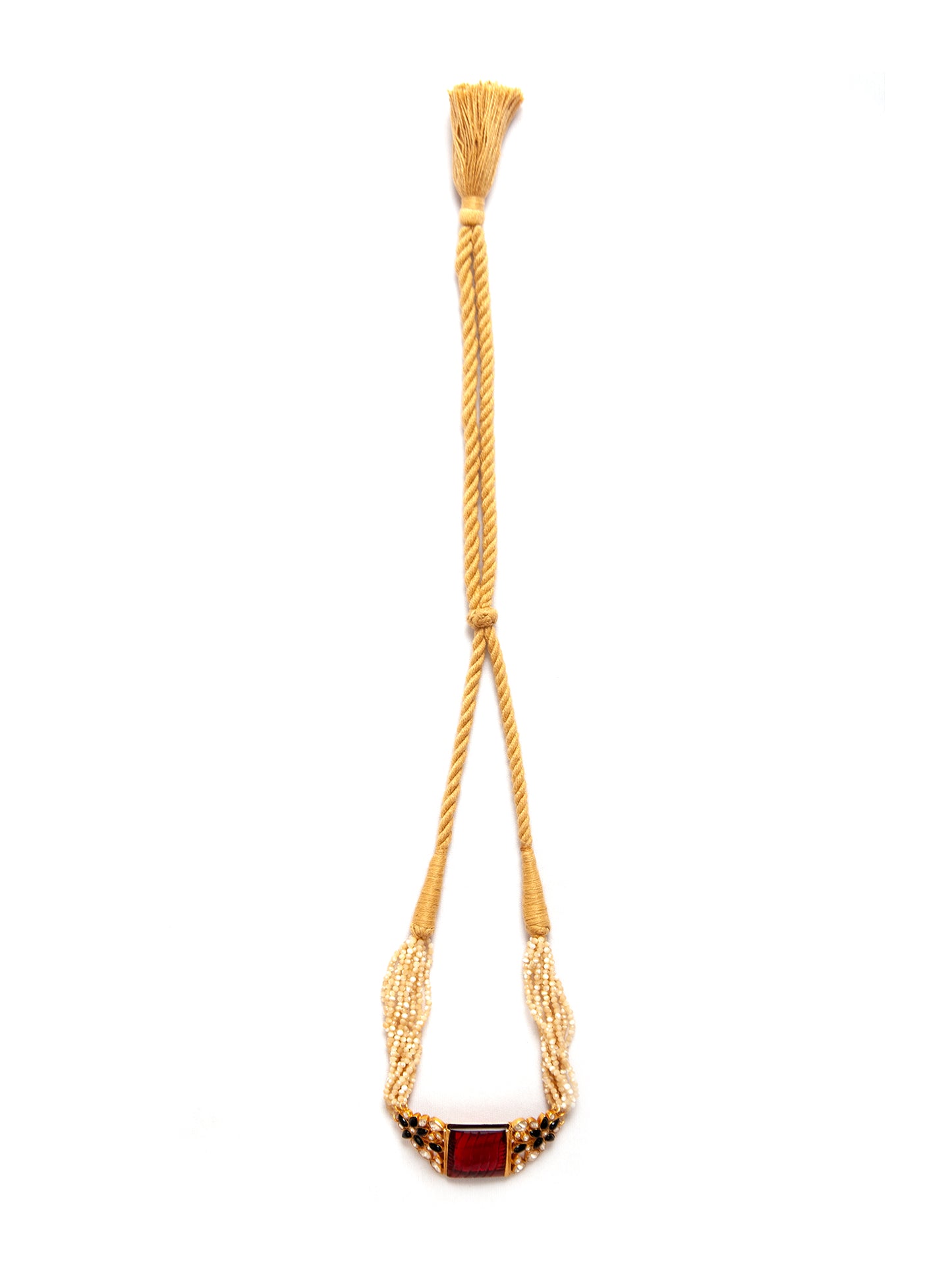 Svarnam Moissanite Red Carved Stone Choker