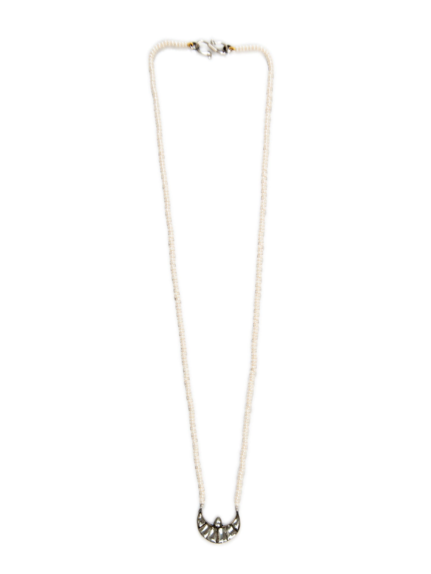 Silver Chaand Kundan Necklace with Pearl