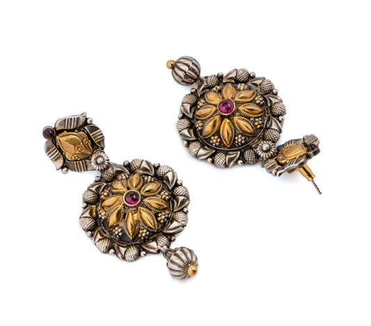 925 Sterling Silver Two Tone Earrings