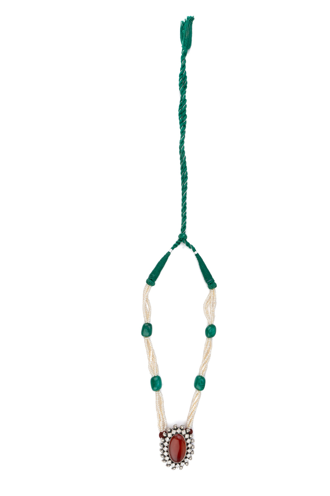 Chalcedony Beaded Pearl Necklace