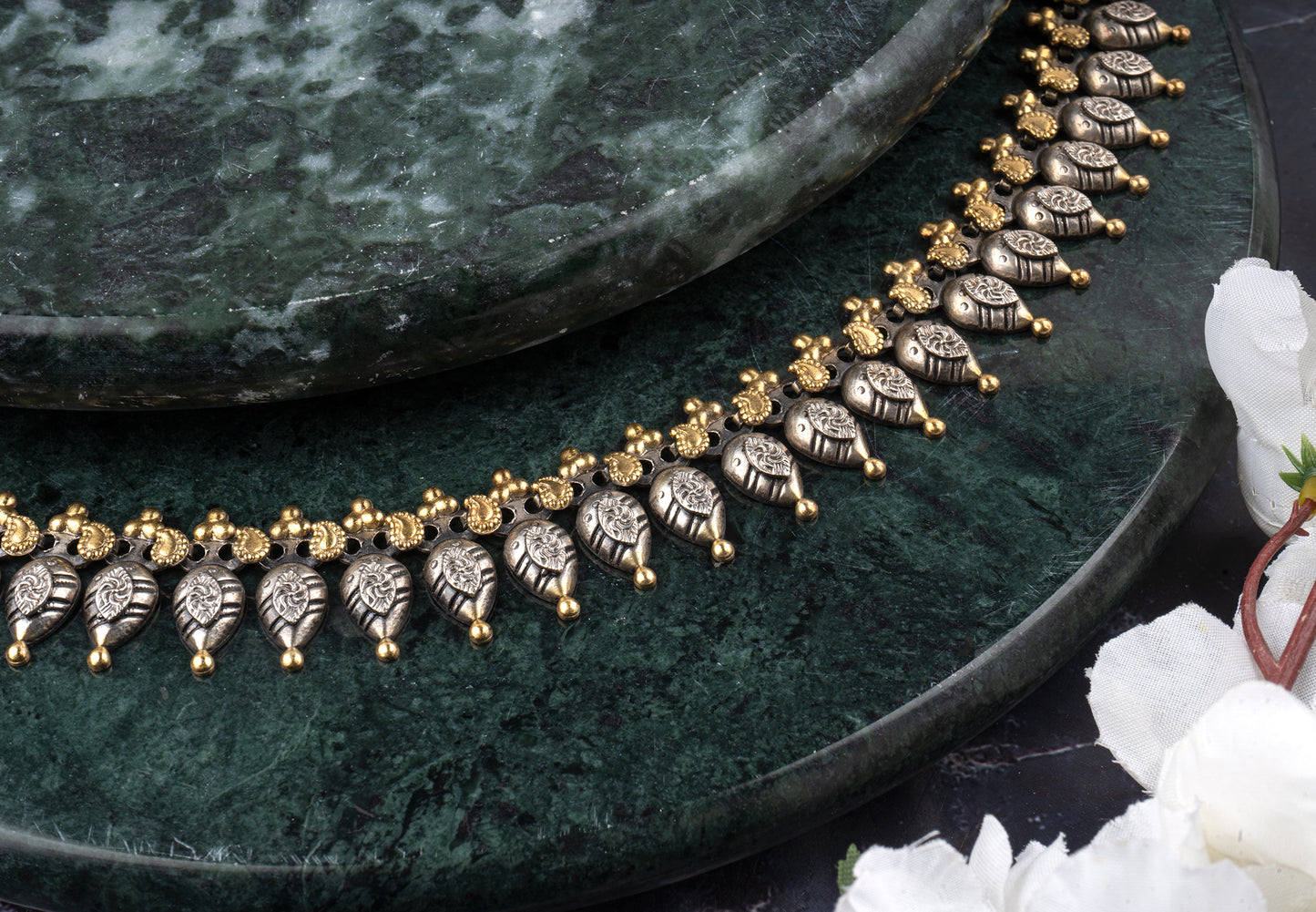 925 Sterling Silver Two Tone Paisley Necklace