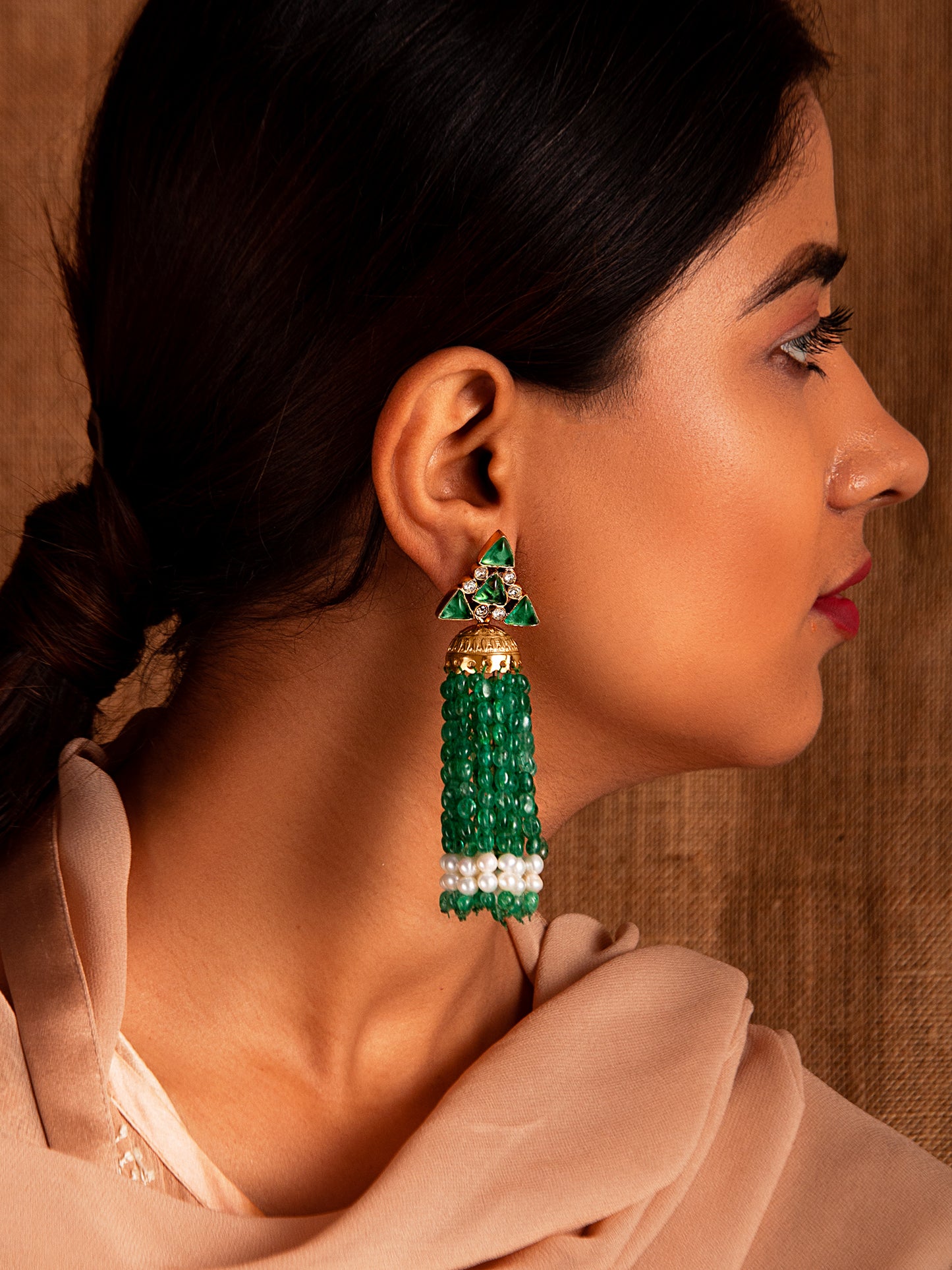 Aurora Green Festive Jhumki