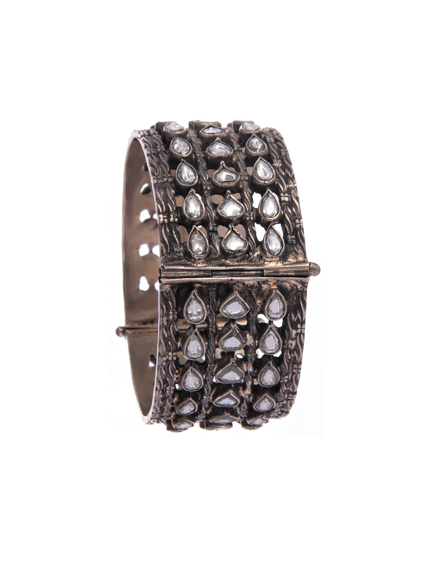 Silver Kundan Statement Bangle