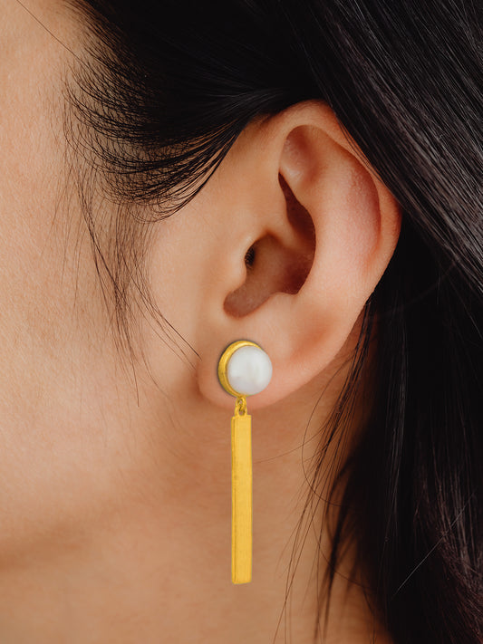 Pearl Gold Plated Lightweight Earrings