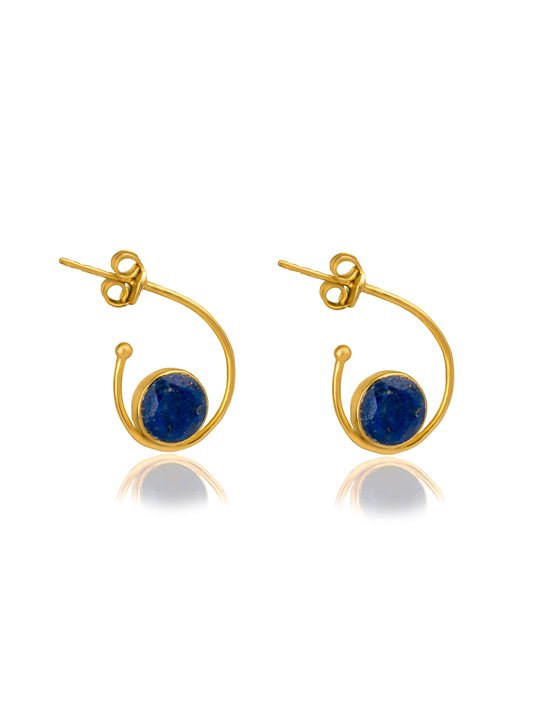 Modern Gold Plated Blue Lapis Earrings