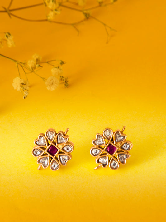 Svarnam Floral Kundan Studs