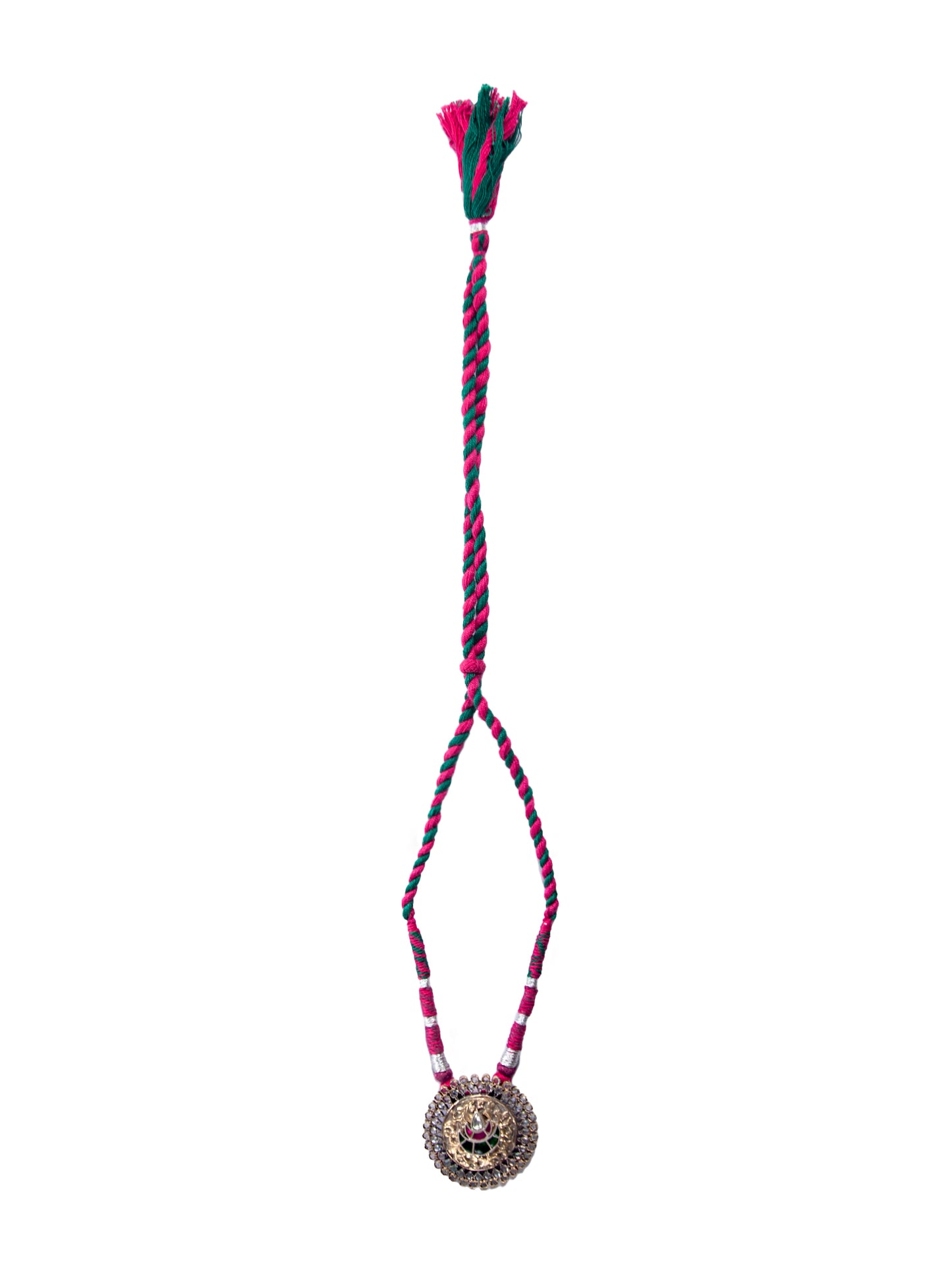 Silver Kundan Two Tone Necklace with Chitai