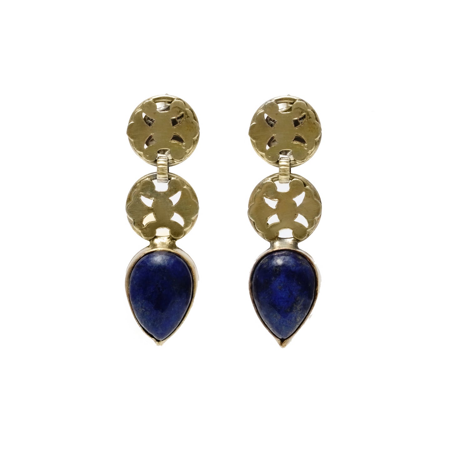 925 Silver Gold Plated Earrings with Blue Lapis - Neeta Boochra Jewellery