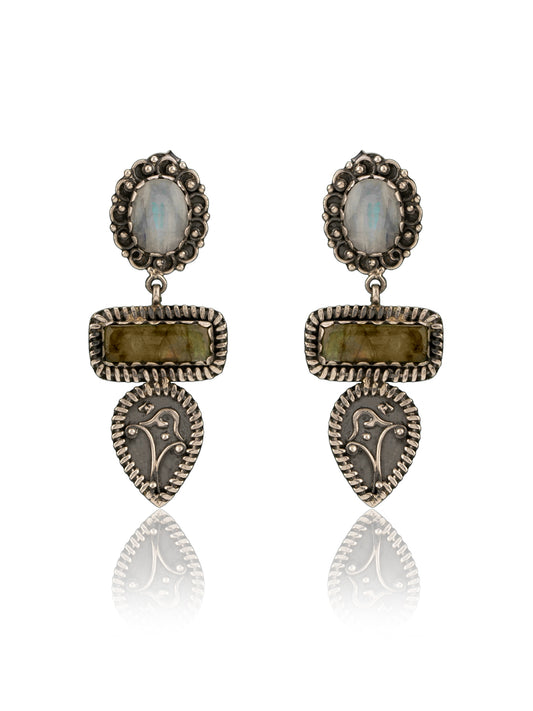 Rainbow Moonstone and Labradorite Signature Earrings