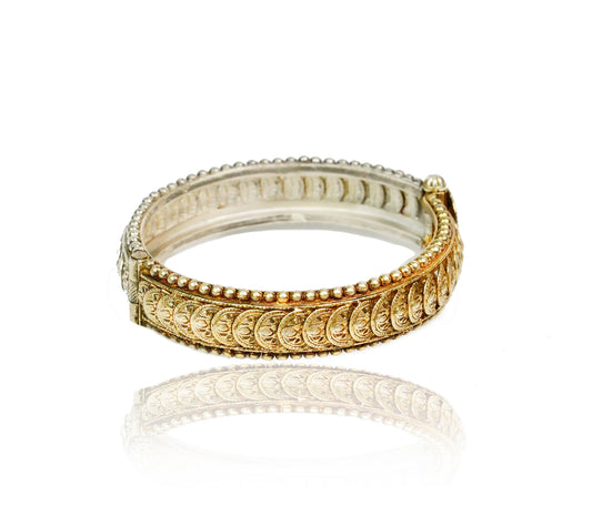 925 Silver Two Tone Rawa Bangle - Neeta Boochra Jewellery