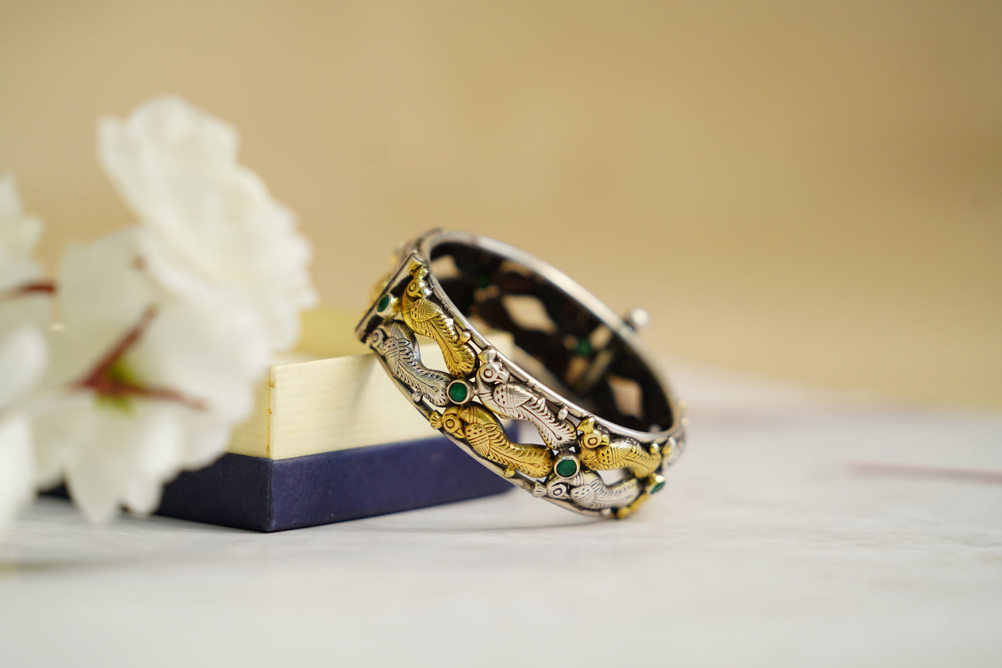 925 Silver Two Tone Fish Design Bangle - Neeta Boochra Jewellery