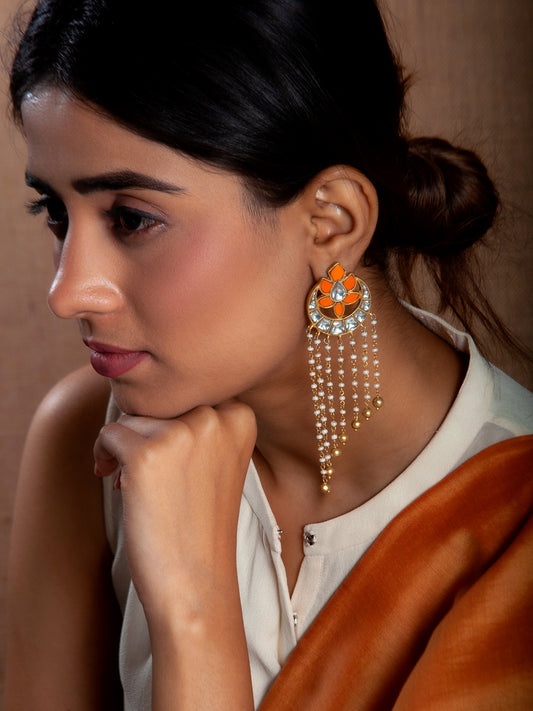 Svarnam Festive Chaandbali with Pearl Drop