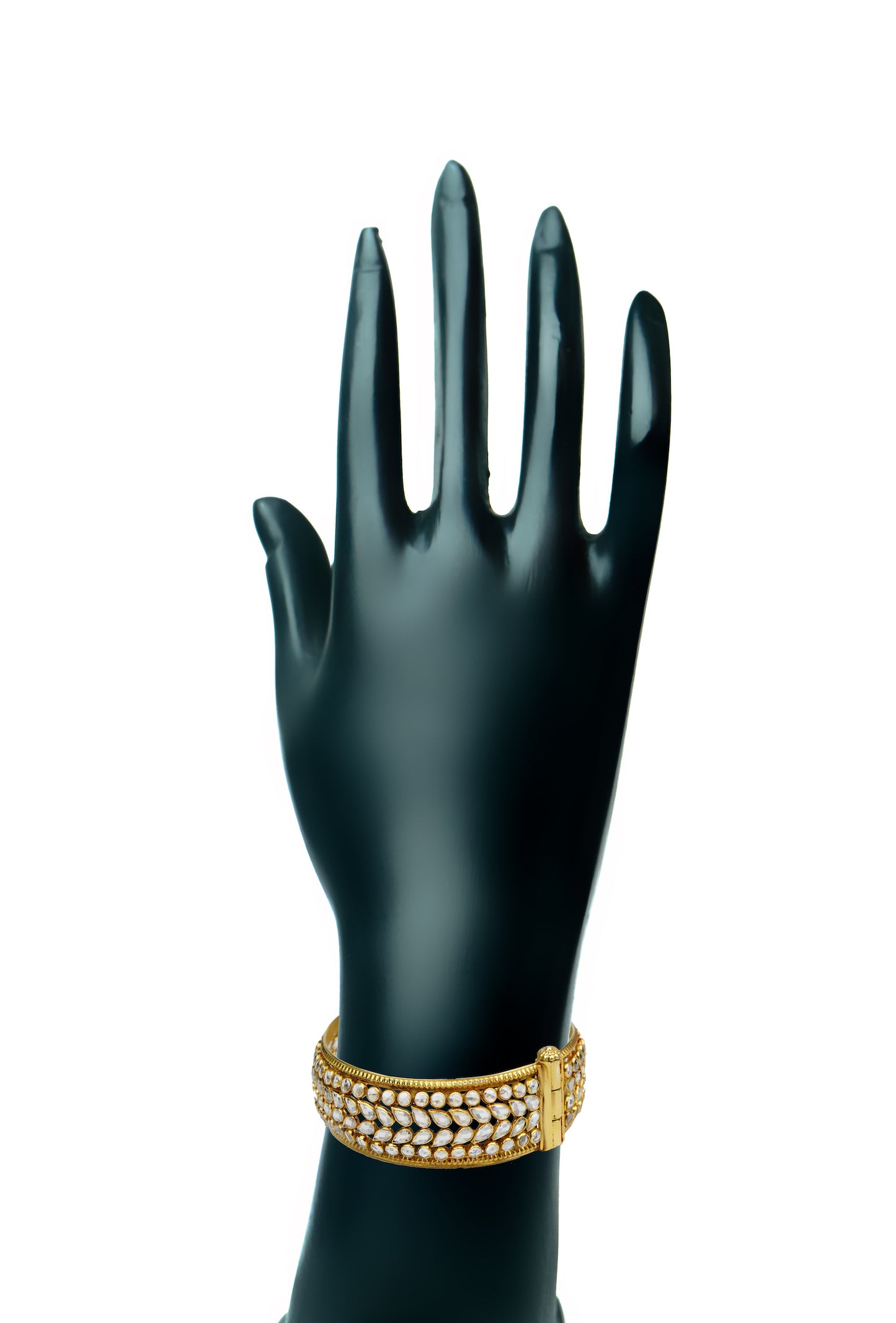 Silver Gold Plated Bangle with Checker Stones - Neeta Boochra Jewellery