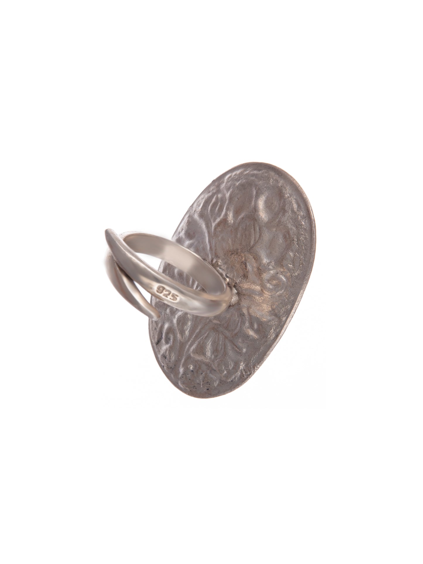 Silver Pink Pear Motif Kundan Ring