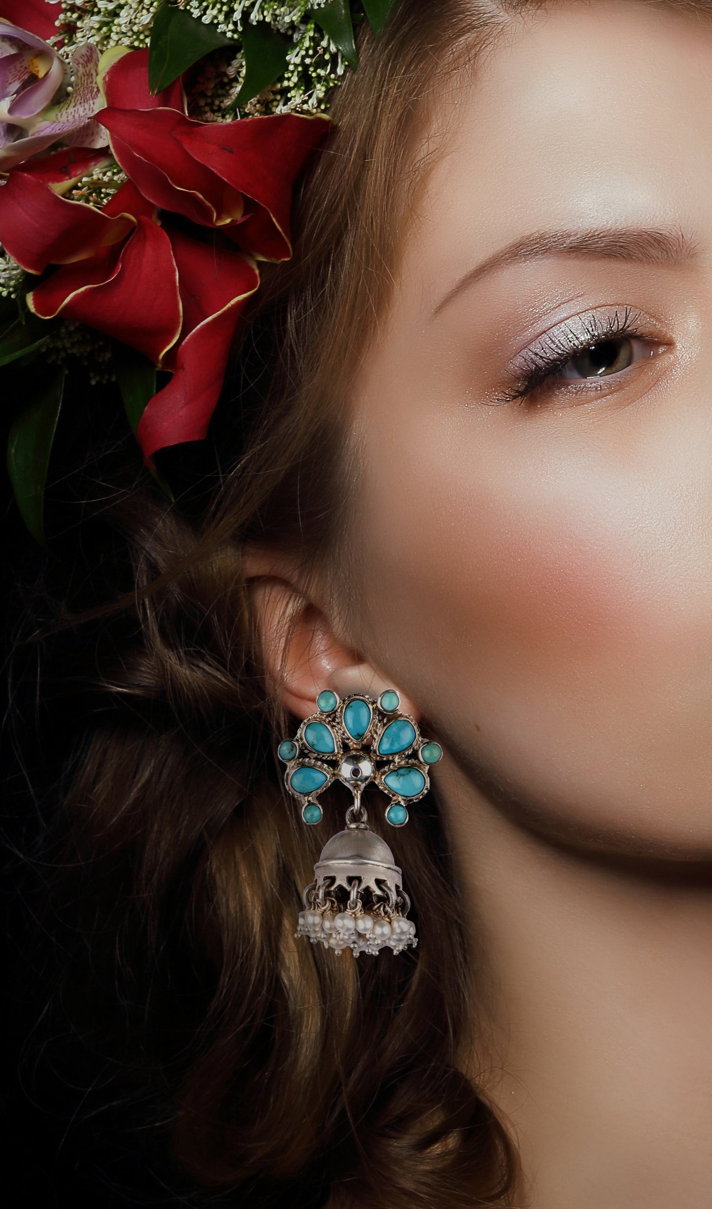 925 Sterling Silver Turquoise Jhumki