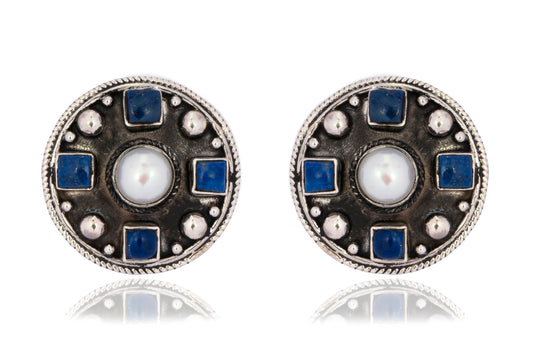 925 Sterling Silver Studs with Blue Lapis
