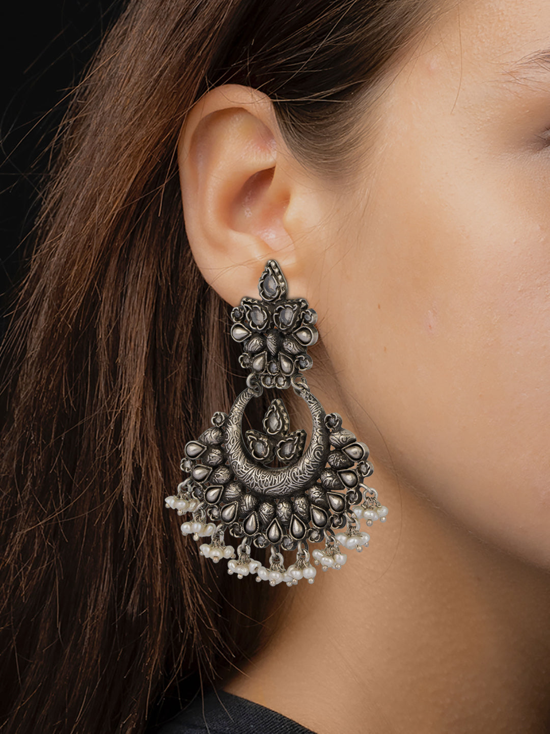 Sanya Malhotra 925 Sterling Silver Checker Earrings