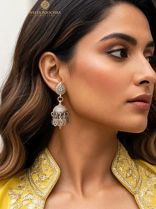 Rajwada Antique 925 Silver Jhumki with Designer Ghungroos