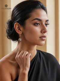 Chandrika 925 Silver Mukta Dangler Earrings view 4