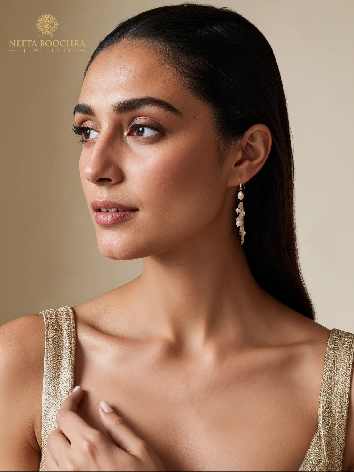 Chandrika 925 Silver Multicolor Dangler Earrings view 4