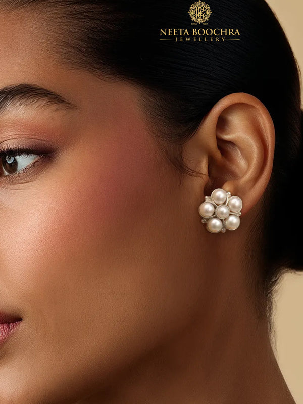 Chandrika 925 Silver Classic Freshwater Pearl Stud Earrings