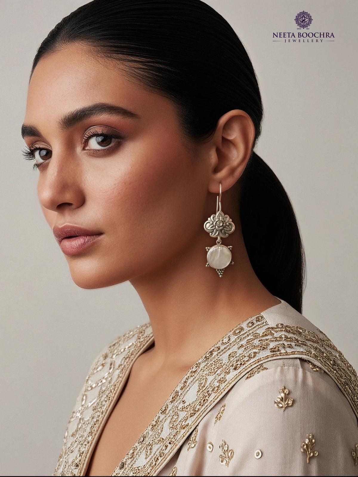 Chandrika 925 Silver Aabha Dangler Earrings view 4