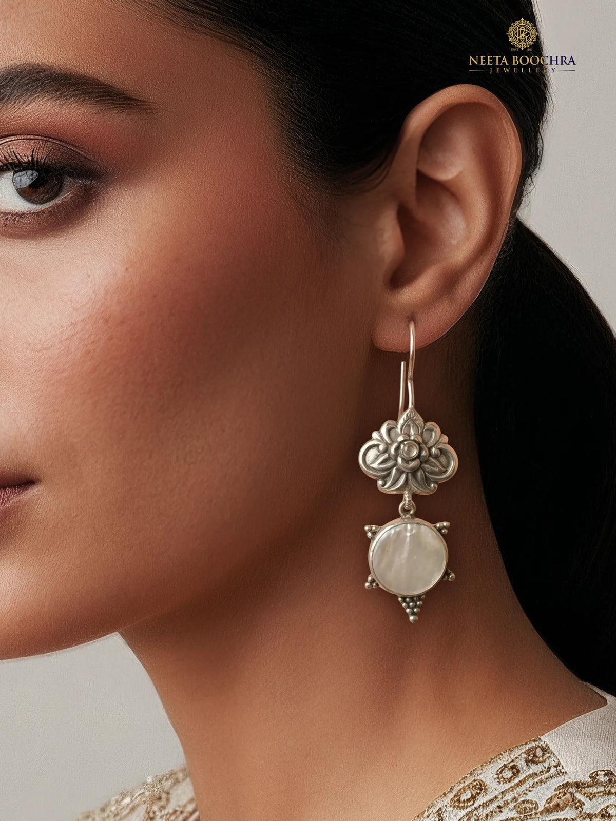 Chandrika 925 Silver Aabha Dangler Earrings view 1