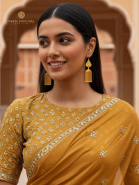 Rajwada Festive Gold Plated 925 Silver Peacock Motif Earrings with Long Ghungroos view 4