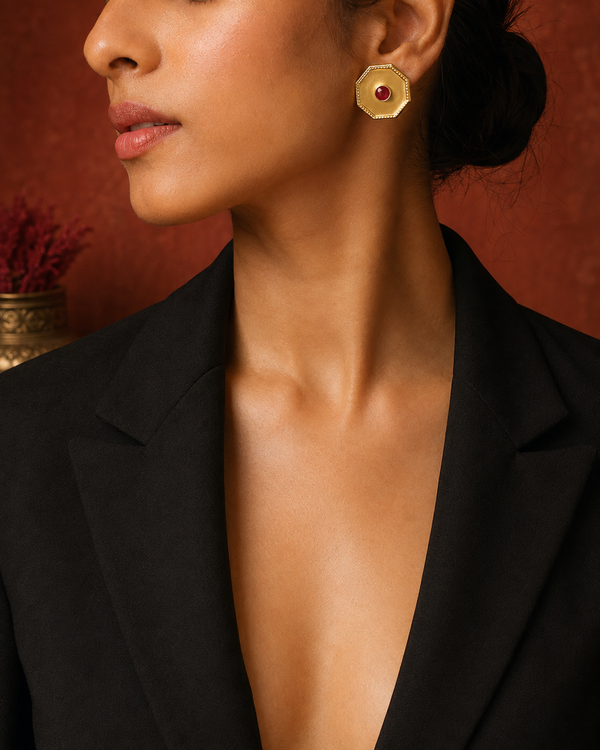 Meher Pink Kundan 925 Silver Gold Plated Earrings alternate