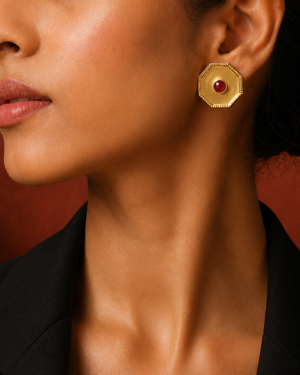 Meher Pink Kundan 925 Silver Gold Plated Earrings