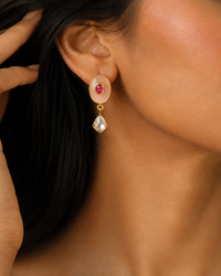 Gulnoor Rose Quartz Kundan Earrings view 1