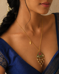 925 Silver Padmavati Trillion Prehnite Kundan Necklace view 1