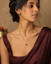925 Silver Gold Plated Navratan Motif Pendant Necklace view 2