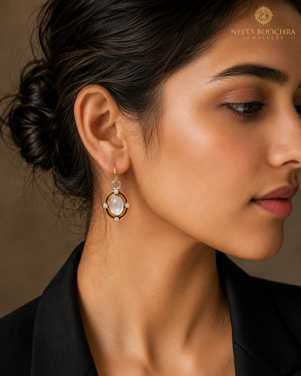 Nitya 925 Silver Crystal Earrings with Enamelling