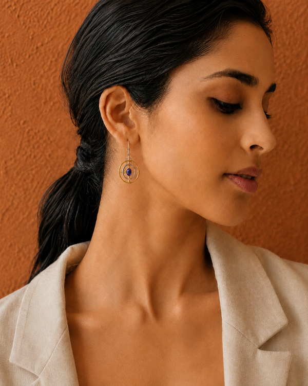 Nitya 925 Silver Two Tone Lapis Dangler Earrings alternate